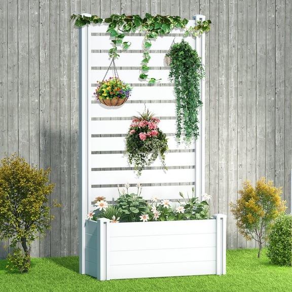 MAYEERTY 71×35 PVC White Rectangular Planting Box