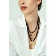 thumbnail image 2 of Women Gold-Plated Boho Layered Necklace Set 3Pcs, Rolo Chain with Cages Stone, Black Beads with Eye Pendant, Onyx with Leaf Pendant, Bohemian Style Trendy & Adjustable Elegant Fashion Jewelry, 2 of 6