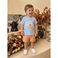 thumbnail image 4 of Loicainy Baby Toddler Boy Halloween Outfit 6 12 18 24 Months 2T 3T 4T Short Sleeve Crew Neck Ghost Embroidery T Shirt and Plaid Shorts Clothes Set, 4 of 8