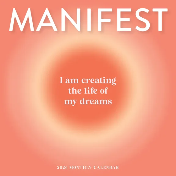 Manifestation Calendar 2026 | 12” x 24” Positive Manifestations Calendar 16 Month | Marble City Press