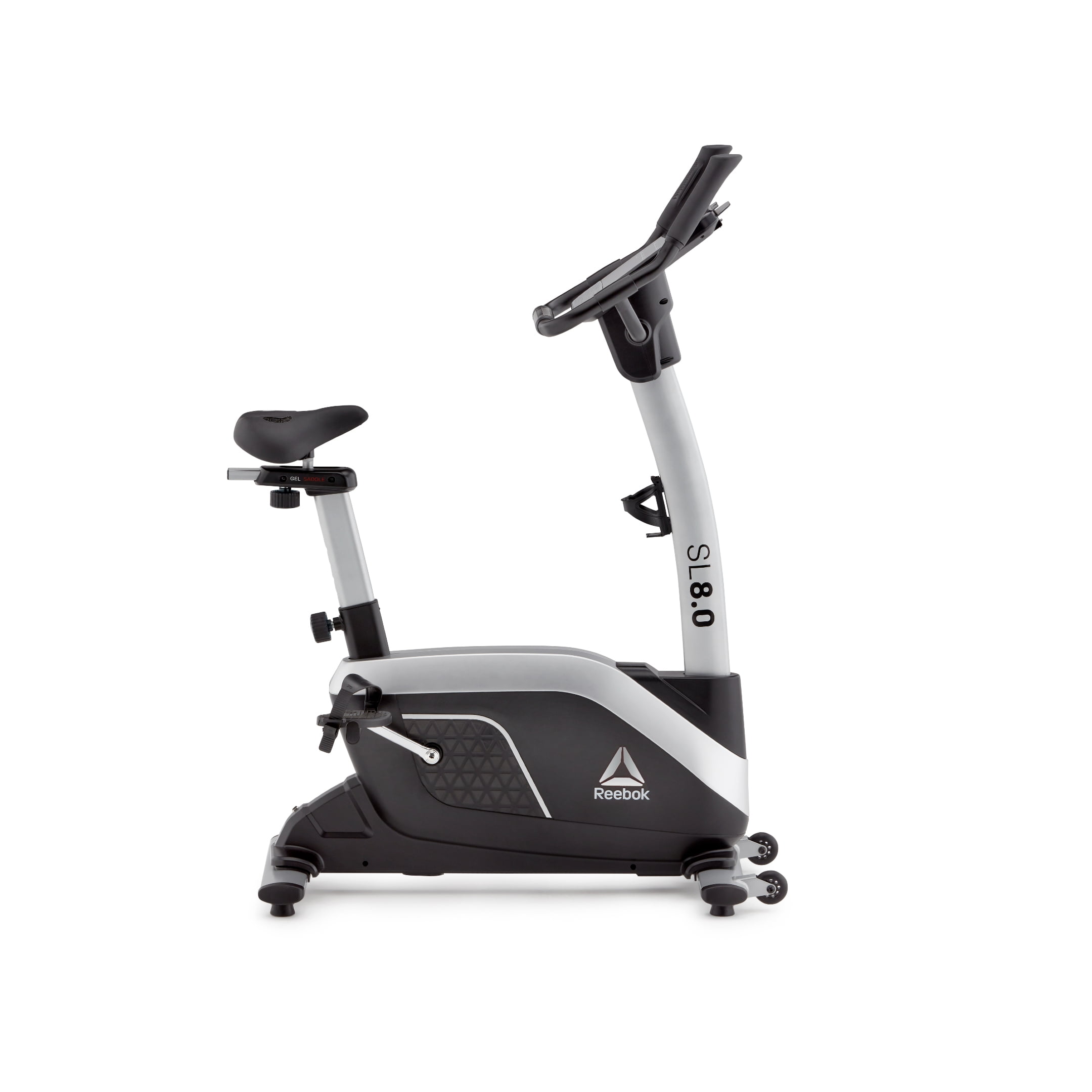 Reebok SL8.0 Exercise Bike, Indoor Upright Stationary Cycling, Cardio Exercise, bluetooth, 24 electronic resistance levels, 286 lbs Weight capacity