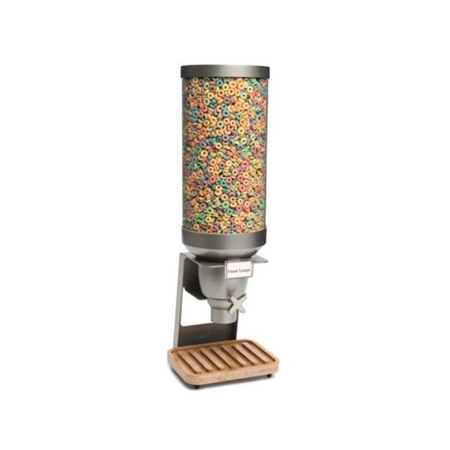 Single Container Table-Top Cereal Dispenser with Bamboo Tray, 3.5 Gallon