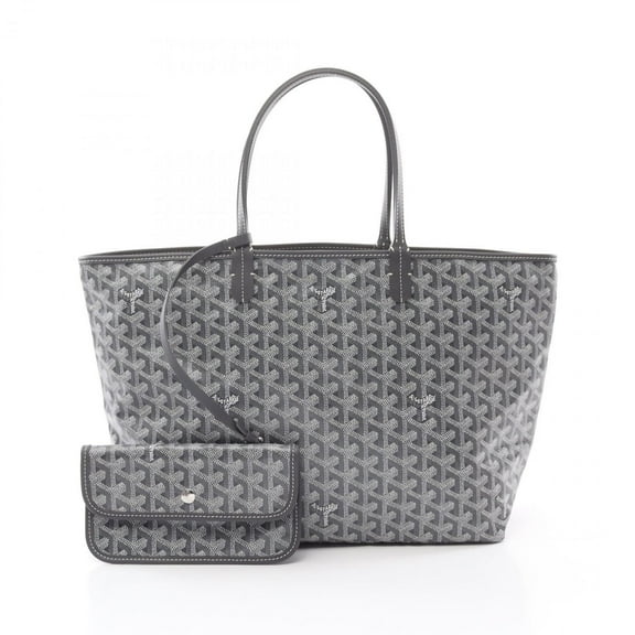 Pre-Owned Goyard Saint Louis PM Tote Bag, Coated Canvas and Leather, Women's, Gray... (Good)