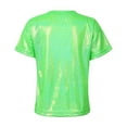 thumbnail image 2 of Zaldita Kids Girls Sparkly Metallic Shiny T-shirt Boys Short Sleeves Loose Tee Tops for Dance Performance Costume Fluorescent Green 5-6, 2 of 7