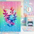 thumbnail image 2 of Manfei Cartoon Axolotl Print Shower Curtain 72Wx72L,3D Printed Amphibian Bathroom Curtain, 2 of 5