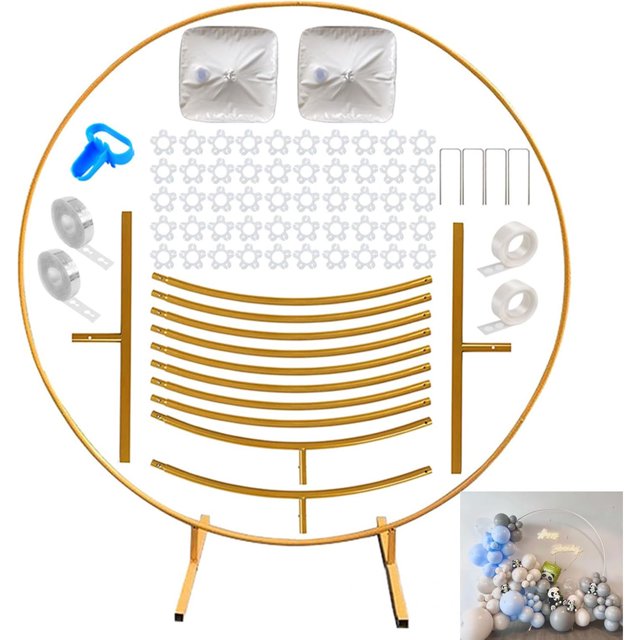 Aro para decoración de globos con soporte metálico y juego de accesorios. Adecuado para decoración cumpleaños, accesorios de boda, decoración de graduación, etc.