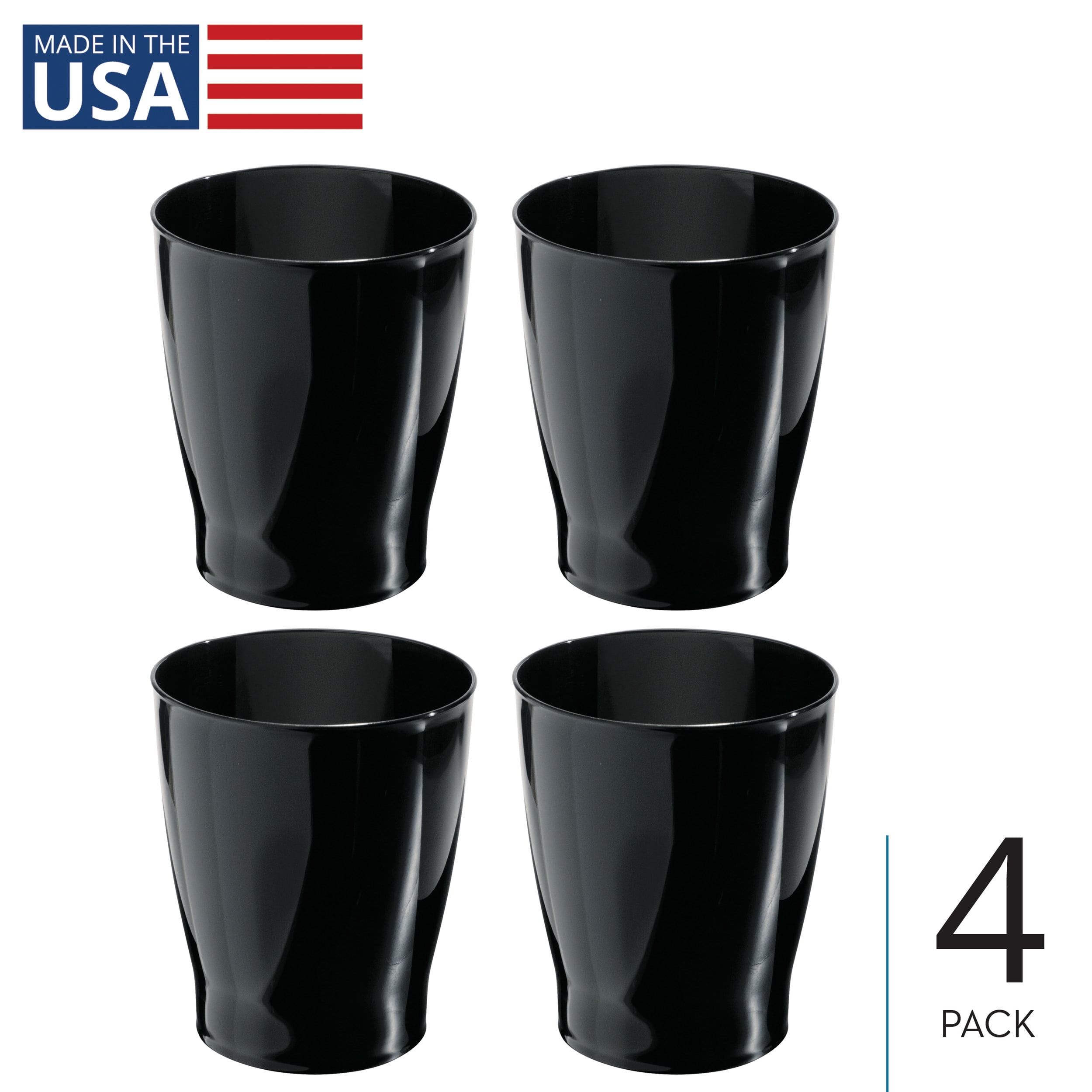 Small Round Plastic Bathroom Trash Can - Slim Trash Can for Bathroom, Bedroom, or Home Office - Made in USA