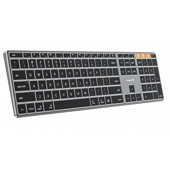 ProtoArc Backlit Wireless Keyboard for Mac, K110-A Aluminum Full Size Slim Bluetooth Keyboard, Multi-Device, Low Profile, Fluid Quiet Typing, Recharg