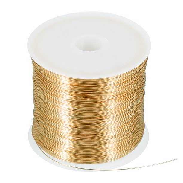 Uxcell 164Ft 26 Gauge Alambre para Joyería Alambre para Hacer Joyas 50M/0.4mm Cobre Desnudo Alambre para Manualidades Oro Claro