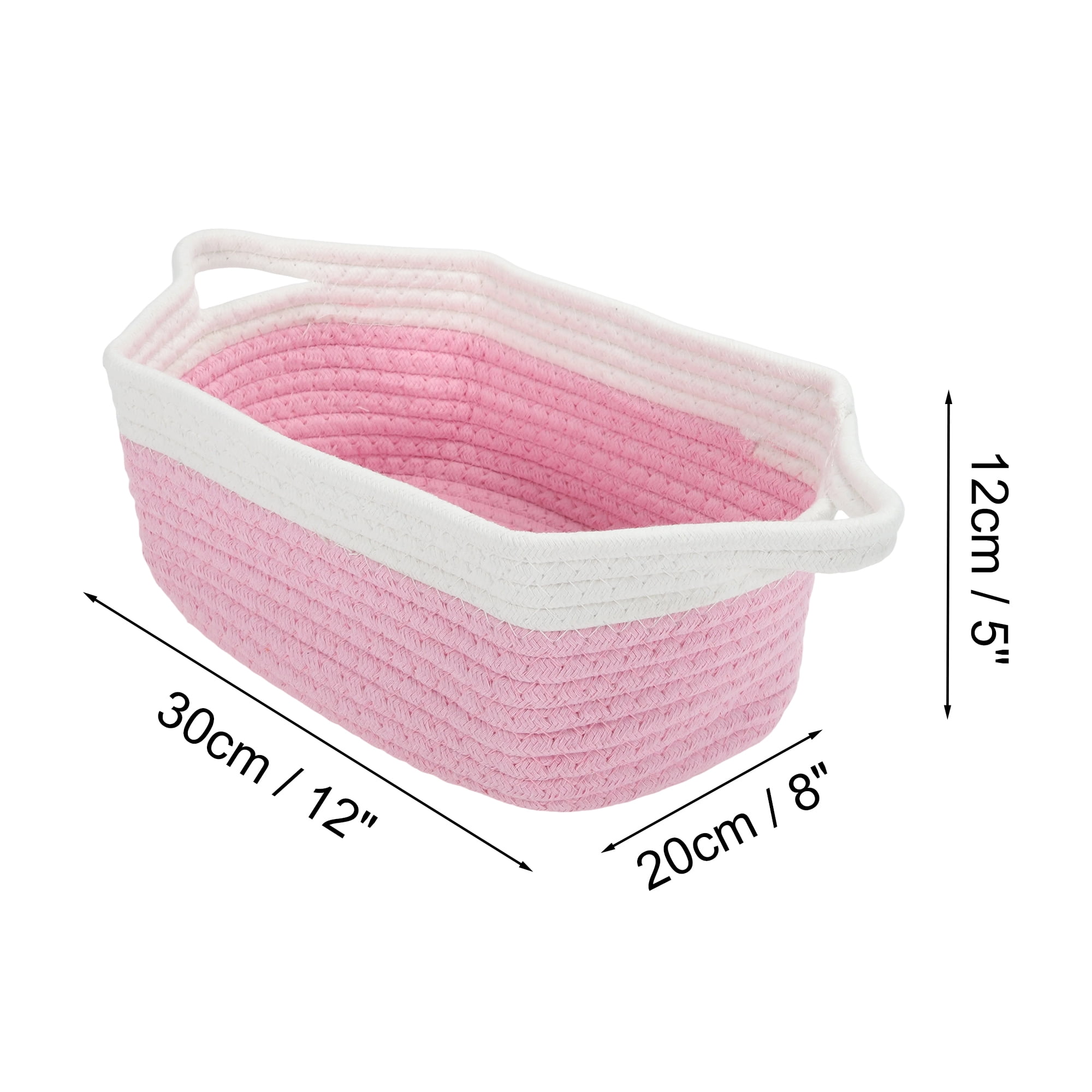 Unique Bargains Durable Woven Gift Decorative Basket Set 12x8x5 Inches Pink, White