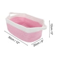 thumbnail image 3 of Unique Bargains 1 Set Empty Gift Decorative Basket Durable Woven Decorative Coiled Rope Basket 12"x8"x5" Pink White, 3 of 6