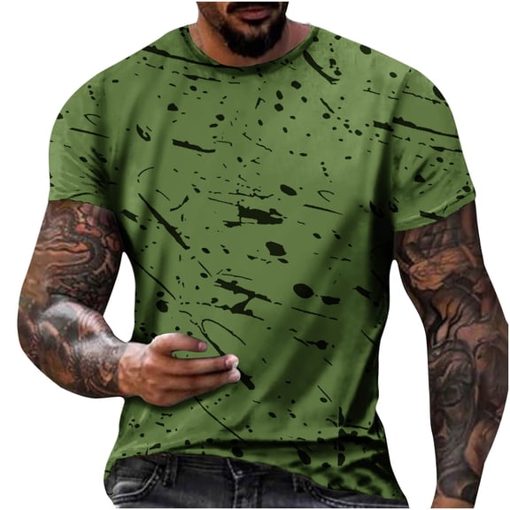Aimik Hanes Men's Short Sleeve Casual Comfy Shirts Novelty Graphic Print Shirt Regular Fit Lightweight Trendy Tops-Green L