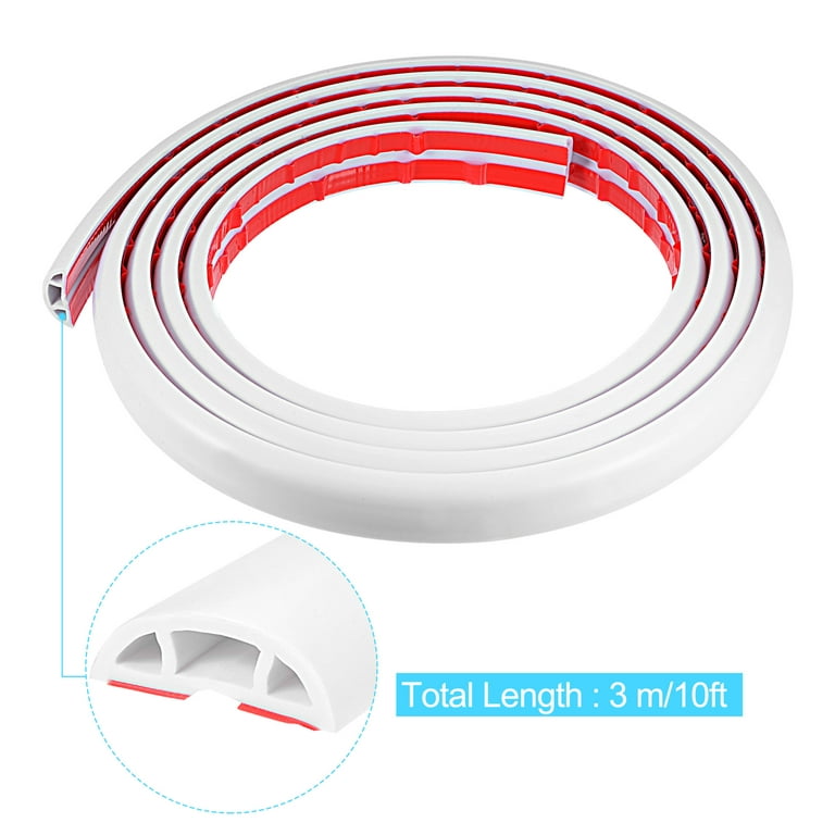 5m/197in Pvc Cable Management Channel In Modern White, Rubber-like Pvc  Material Protects Cords And Prevent A Trip Hazard. Suitable For Home Use.