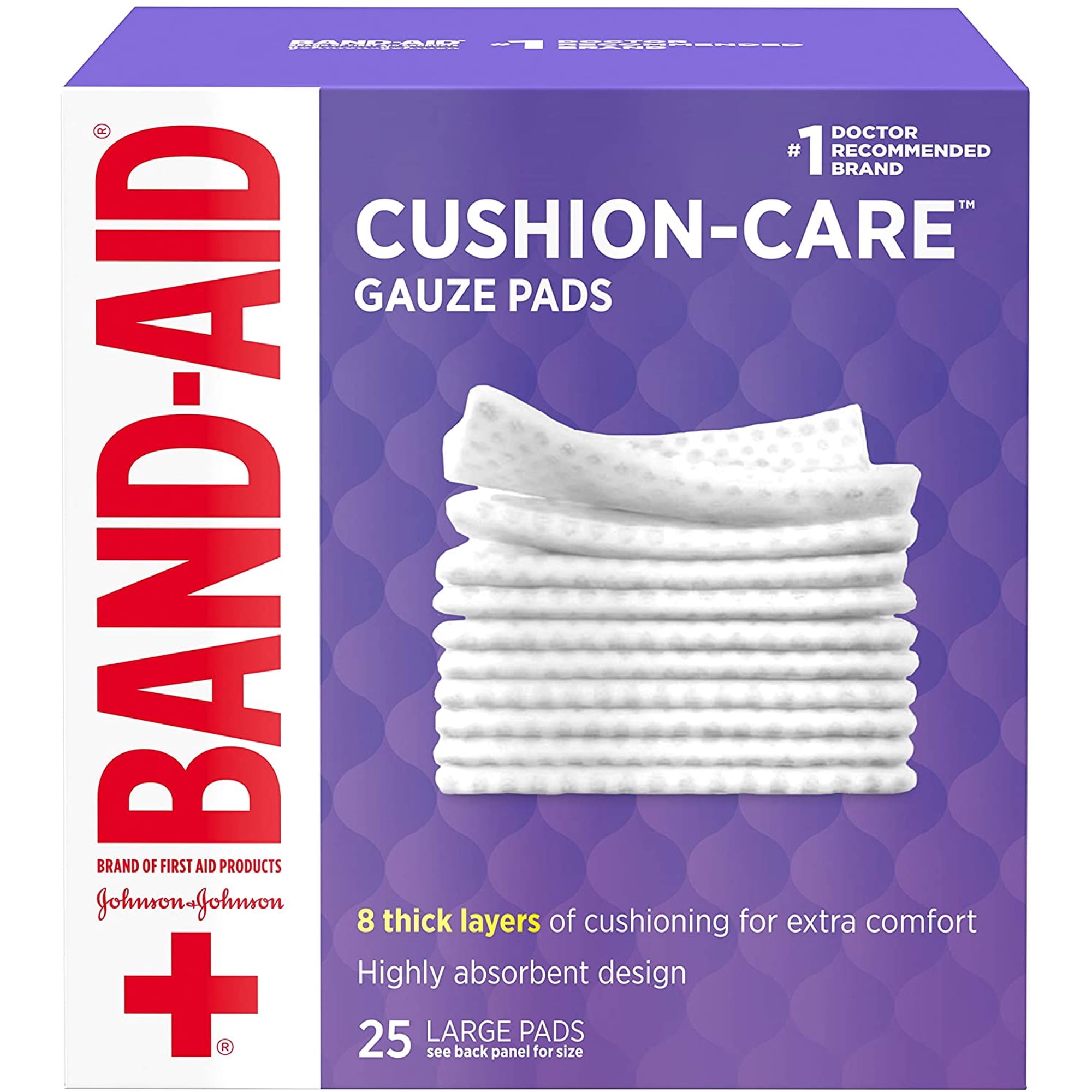 Band-Aid Brand Cushion Care Gauze Pads, Large, 4 in x 4 in, 25 ct (Pack of 3)