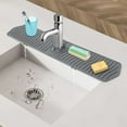 thumbnail image 5 of Spencer Silicone Sink Faucet Mat for Kitchen Bathroom, 14 Inch Sink Splash Guard, Faucet Handle Drip Tray, Dish Drying Mats Sponge Holder, Countertop Splash Protector, Gray, 5 of 10
