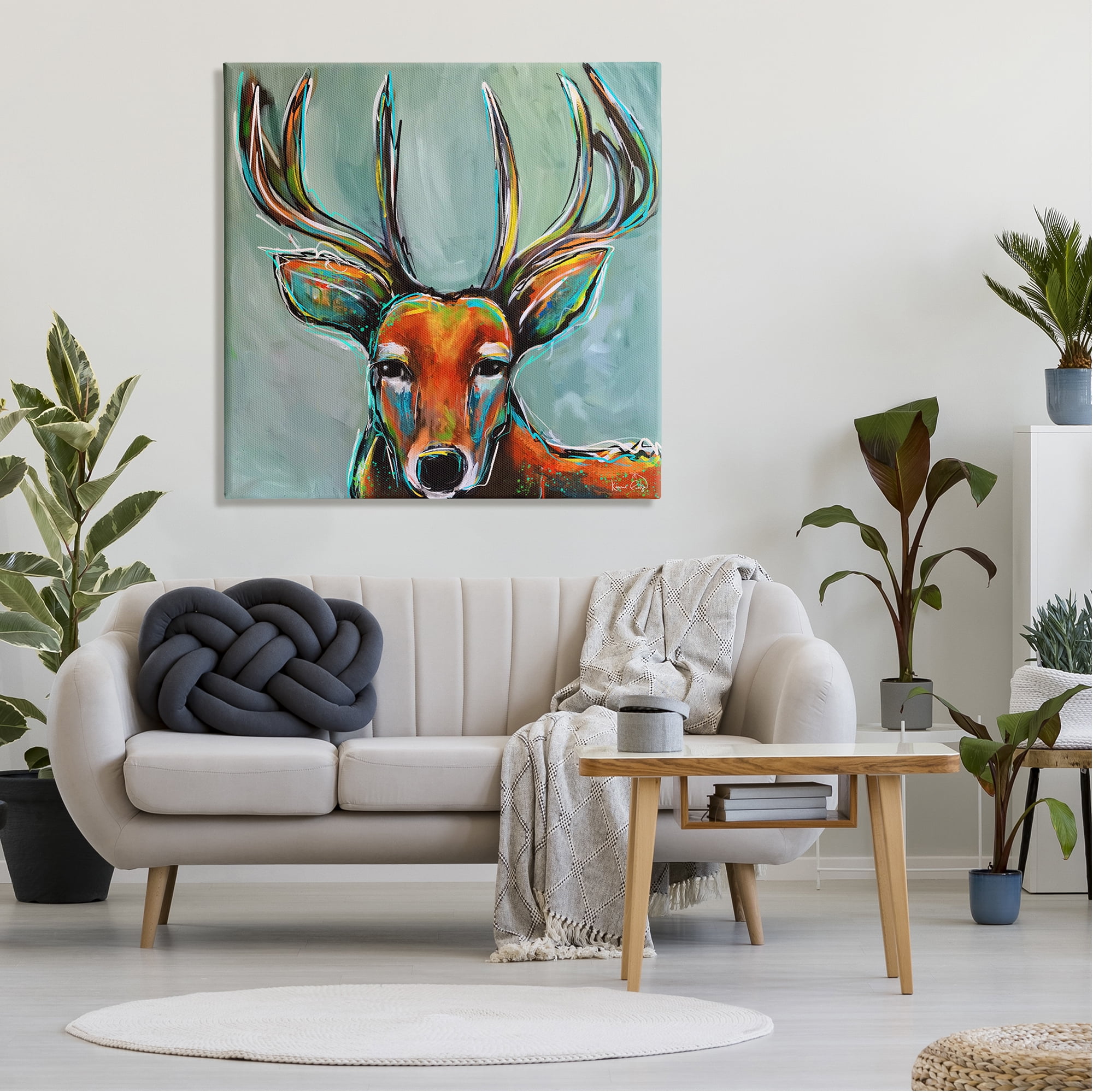 Stupell Modern Urban Deer Painting Animals & Insects Painting Gallery Wrapped Canvas Print Wall Art