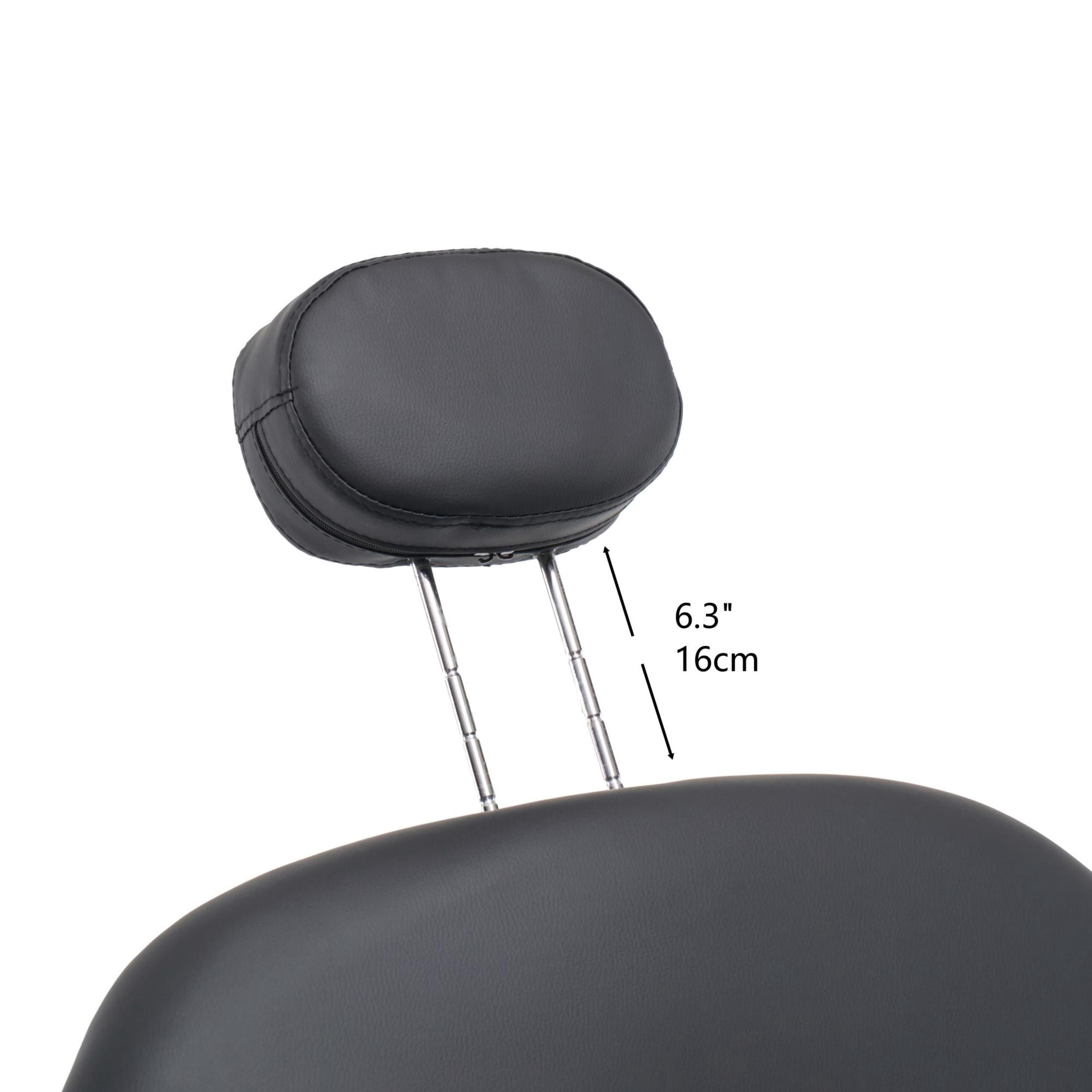 Noble House Hydraulic Barber Chair, Reclining Salon Styling Chair, PU Upholstery, Black + Chrome