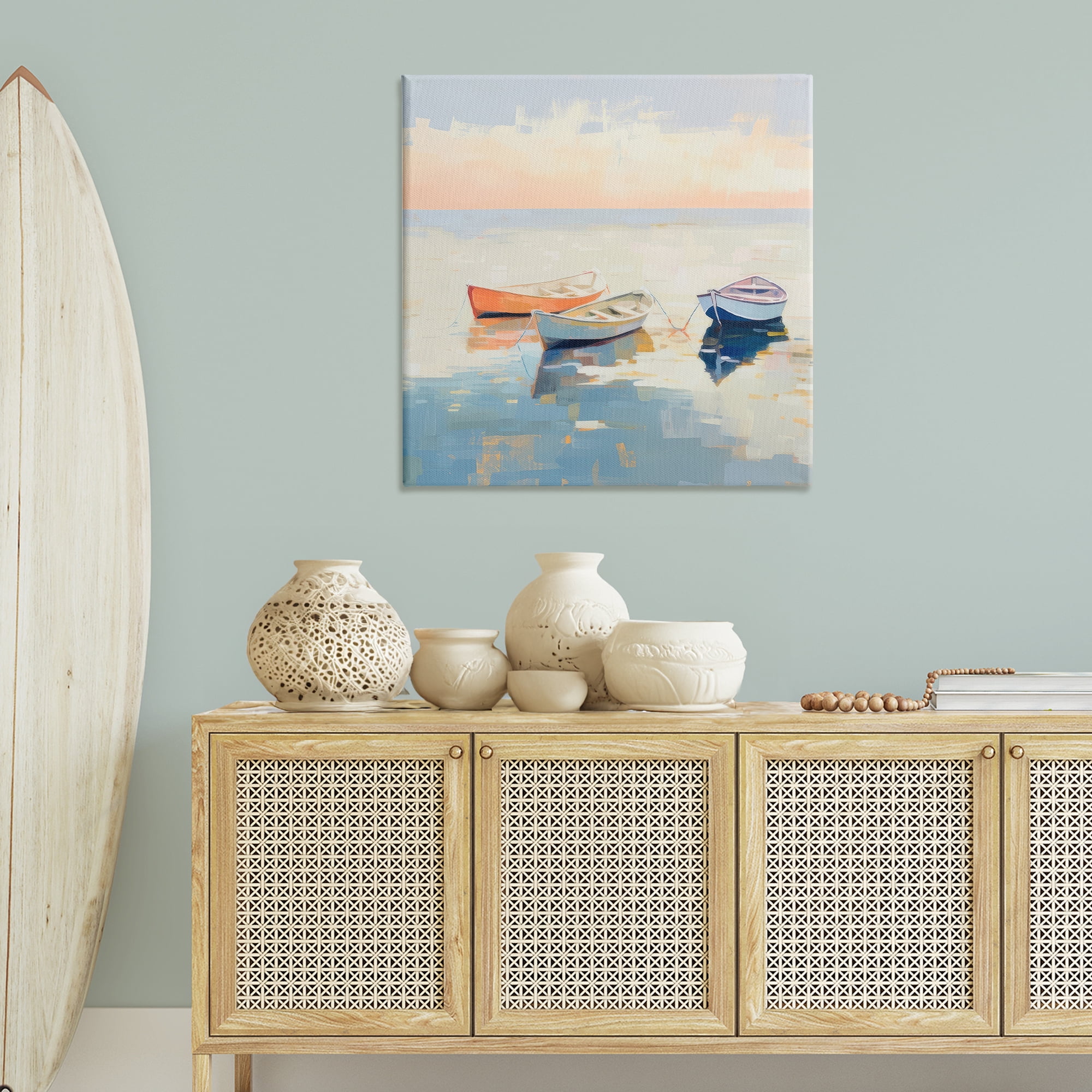 Stupell Industries Boats & Coastal Breeze Nautical & Beach Painting Wrapped Canvas Art Print Wall Art, 36 x 36
