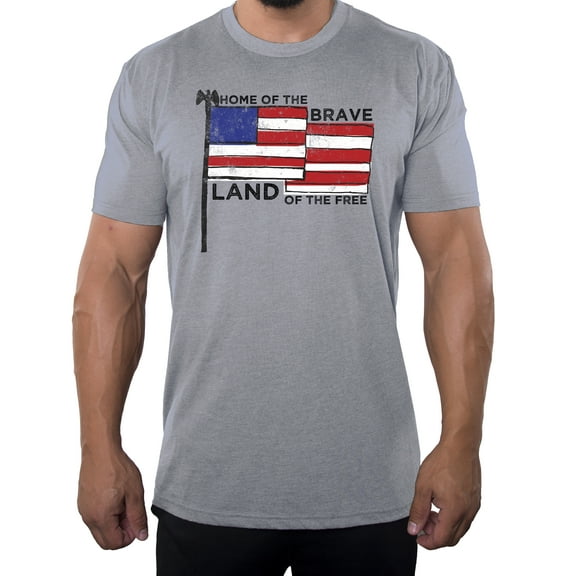 Home of The Free Because of the Brave Men's 4th of July Shirts, Graphic Tees - Heather Grey MH200PATRIOT S28 S