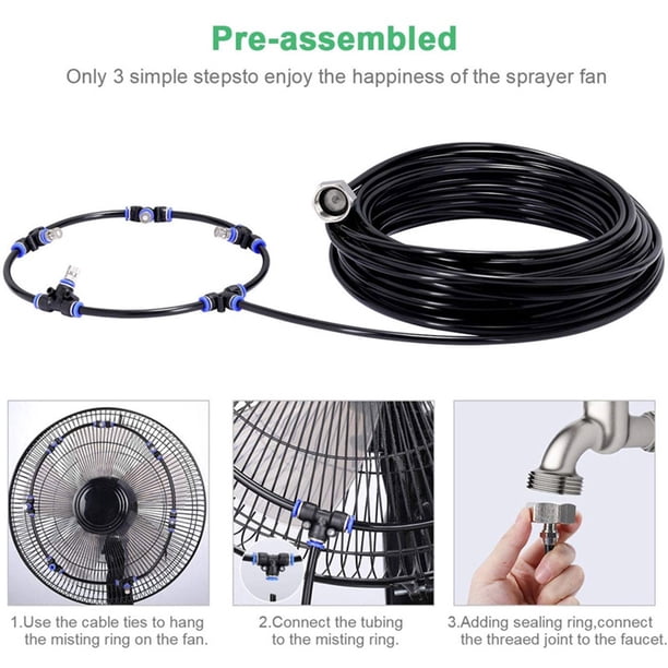 onlyliua Ofertas Navideñas Atomizador para Exteriores, Boquilla de 6 M5, Tubería de Agua Pulverizada, Ventilador para Terraza, Línea de Atomización para Jardín