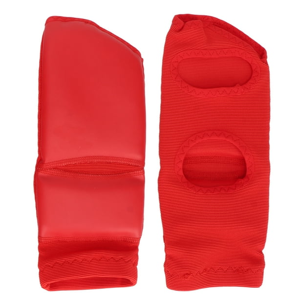 Protector de pies de boxeo para adultos, equipo de entrenamiento de taekwondo, almohadillas de protección de tobillo antideslizantes y resistentes a impactos, color rojo S (talla <35)