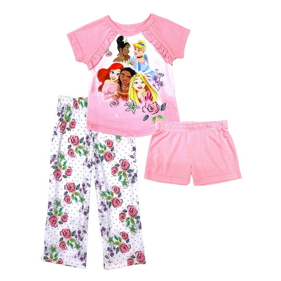Disney Princesses Girls Pajama, 3 Piece Sleepwear Set, Floral, Size: 10