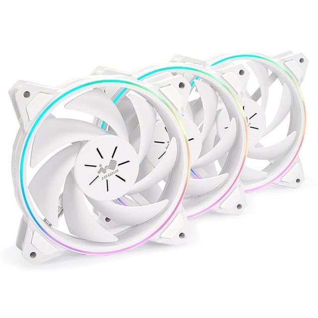 Kit 3 Ventiladores Gamer IN WIN SIRIUS PURE ASP120 120mm RGB Blanco ASP120FAN-3PK