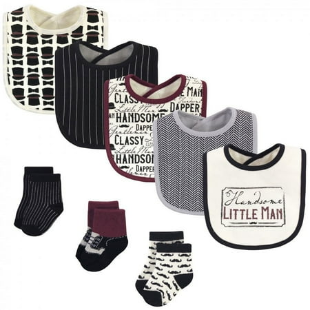 UPC: 0660168561760 | Hudson Baby Infant Boy Cotton Bib and Sock Set 8pk  Vintage Little Man  One Size