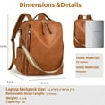 thumbnail image 6 of HONGLONG Laptop Backpack for Women Travel Backpack with 15.6 Inch Laptop Compartment, Multipurpose Design Convertible Large Backpack Purse Brown, 6 of 9
