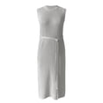 thumbnail image 4 of Sngxgn Long Sleeve Midi Dress Casual Loose Flowy Dresses(Grey,L), 4 of 5