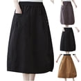 thumbnail image 3 of Npasoilc Summer Skirt for Women Loose Gauze Pleated Knee Length Adult Dancing Half Skirt, 3 of 3