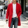 thumbnail image 2 of Nmnitkp Men's Solid Color Notched Lapel Single‑Breasted Mid‑Long Wool Blend Overcoat Long Sleeve Pocket Trench Coat for Fall Winter Business Casual Daily Street Outfits Red,L, 2 of 9