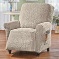 thumbnail image 4 of Collections Etc Embossed Tropical Design Stretch Furniture Cover Sage Recliner, 4 of 6