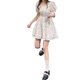 thumbnail image 2 of Vestido floral con mangas abullonadas para mujer, hermoso, suave, transpirable, vestido de señora para verano, estilo corto S, 2 of 8