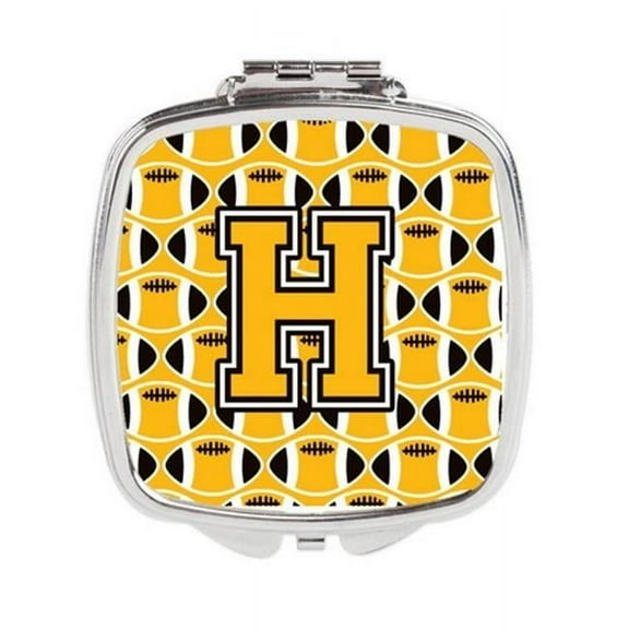 Carolines Treasures  Letter H Football Black - Old Gold & White Compact Mirror