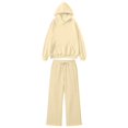 thumbnail image 4 of IWRICH Two Piece Sets for Women Cozy Winter Loungewear Set Wide Leg Pants Sweatshirt Lined Outfits Beige L, 4 of 4