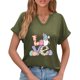 thumbnail image 4 of Corto para las Mujeres Casual Verano 2025 Pascua Impresión V-Cuello Camiseta, Ligero 95% Poliéster 5% Spandex Top para Toda la Temporada Hogar Y Diario, 4 of 7