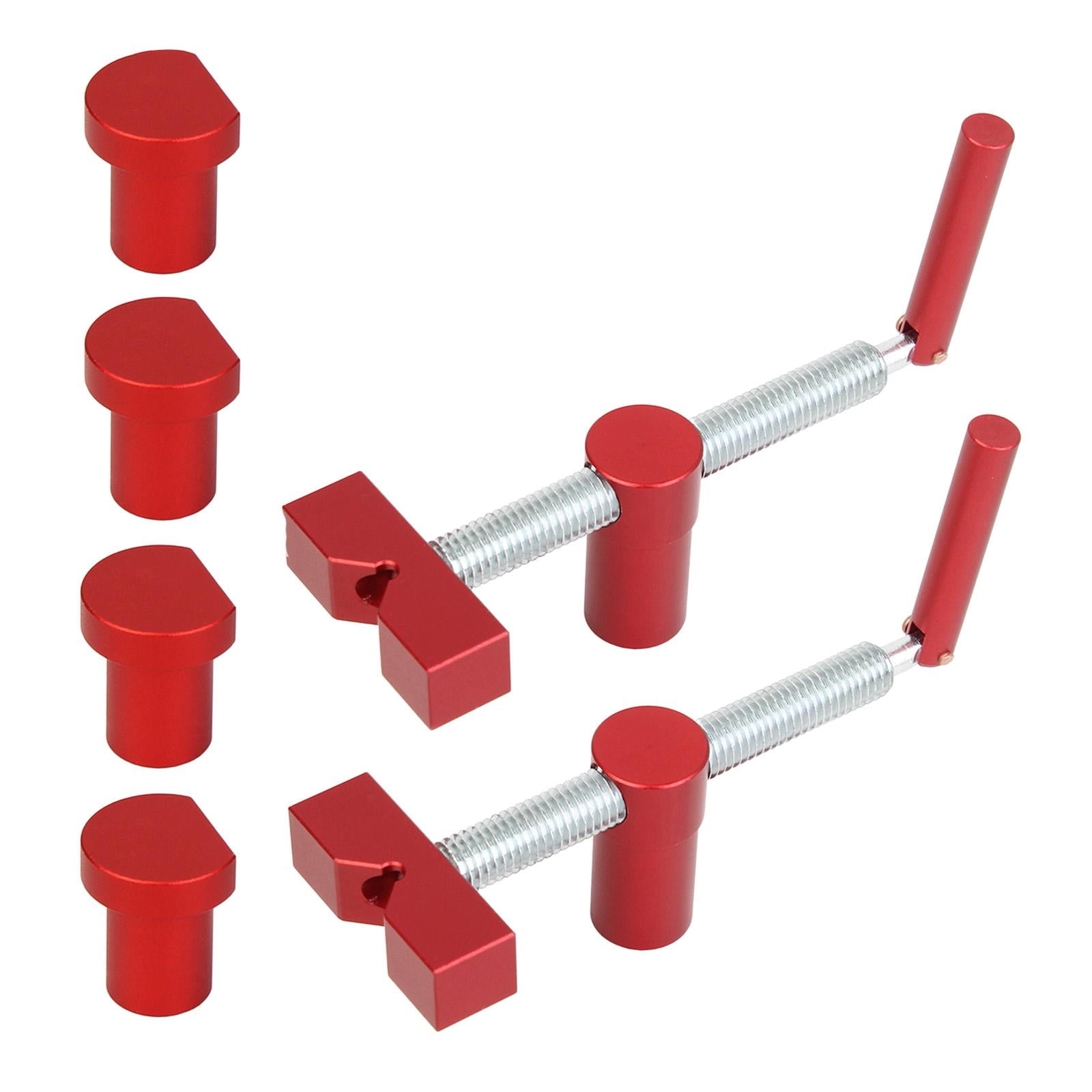 figatia 3/4'' Dog Hole Clamp Adjustable 20mm Dog Holes Stop Desktop Clip 2pcs Red with 4 dog