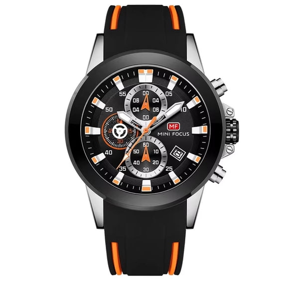 MINI FOCUS Mens Watches Waterproof Sport Wrist Watch Chronograph Quartz Silicone Strap