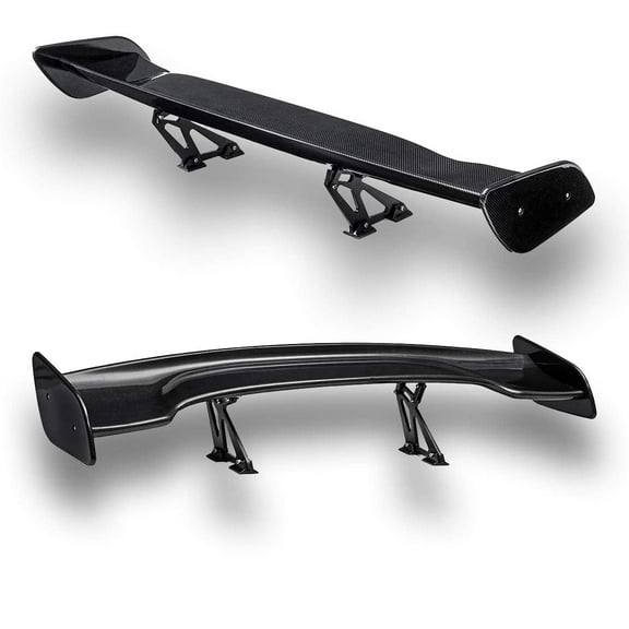 Zoogamo GT Wing – Universal Fit 3DI JDM Carbon Fiber Rear Trunk Deck Spoiler with Accessories Kit (57.08”Length / 10” Height)