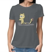TeeFury Women's Graphic T-shirt Mummy Cat - Funny | Halloween | Charcoal | 2XL