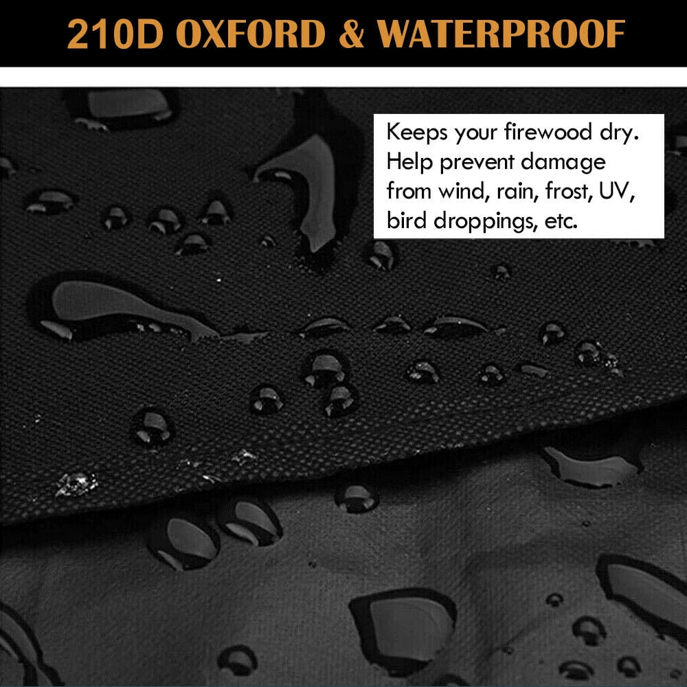 Firewood Rack Cover, IC ICLOVER Waterproof 8 feet Log Rack Cover, Windproof Dry Wood Pile Holder Storage Tarp Cover Heavy Duty Outdoor UV Resistant Sun Snow Rain Protector Fit 4 Seasons Black