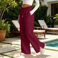 thumbnail image 4 of Guluxicc Women's Linen Pants with Pockets Elastic Waist Drawstring Wide Leg Trousers Summer Casual Outfits for Everyday Wear, 4 of 8