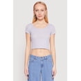 thumbnail image 2 of Women's Waffle Knit Short Sleeve Crop Top, 2 of 5