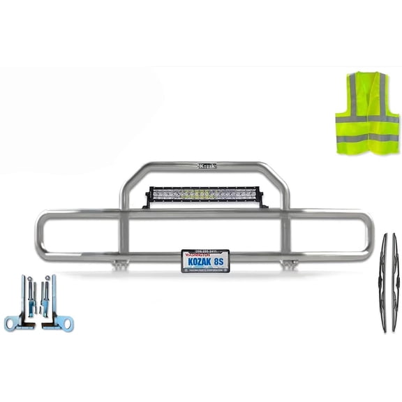 Chrome Front Grille Deer Moose Brush Bumper Guard with 22" LED Bar Compatible with T680 2012-2021