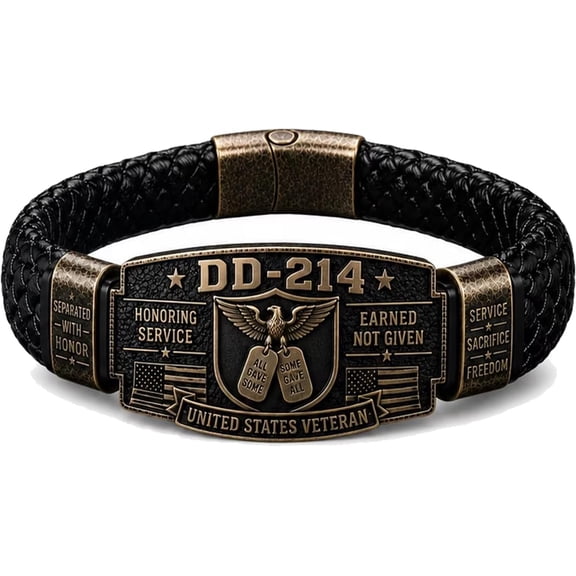 DD-214 Veteran Honor Bracelet Handmade by Veteran | Military Veteran Tribute Bracelet, Memorial Bracelet Military, Service and Sacrifice Memorial Wristband