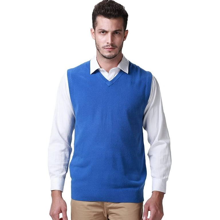Mens Knitted Vest Pullover Regular Fit V Neck Sleeveless Sweater Vest for Men Elegant Blue 4X Large Walmart