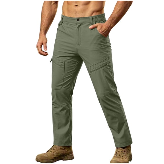 Jerdar Men's Tactical Cargo Pants Nylon Multi Zip Pockets Quick Dry Fast Drying Outdoor Hiking Lightweight Water Resistant Work Utility Trousers Traveling Pants