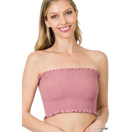 TheLovely Women & Plus Strapless Ruched Smocked Tube Bandeau Bra Top