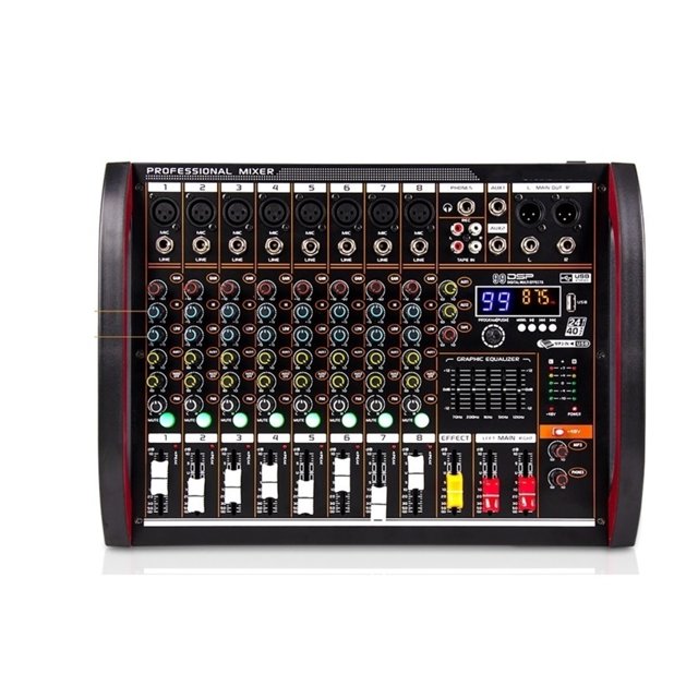 8 Channel Digital Mixer Mixing Console USB Computer Power Live Broadcast Recording DJ Equipment Professional ,Easy to Operate